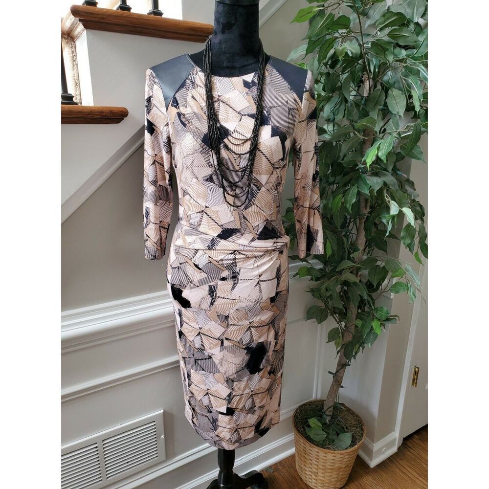 Bloomingdale's Basler Women Viscose Round Neck Long Sleeve Knee Length Dress 36
